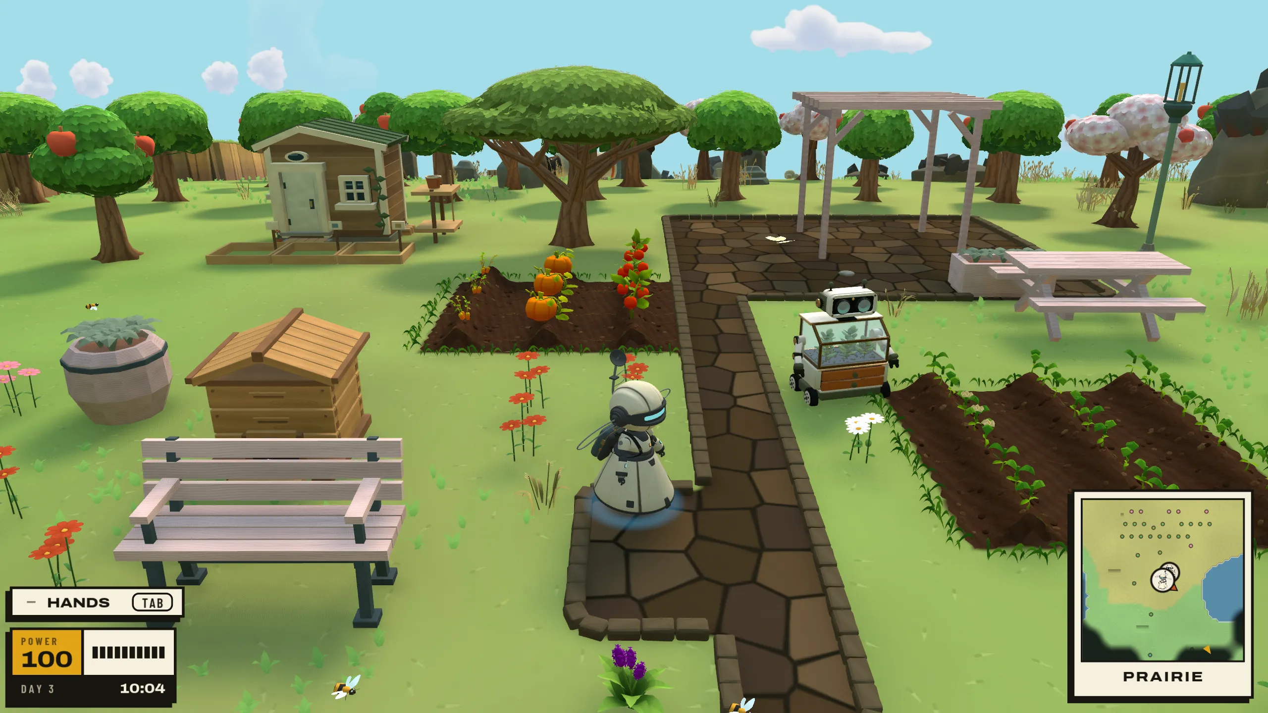 Flower drifts, ripe crops, garden furniture and the Gardener.