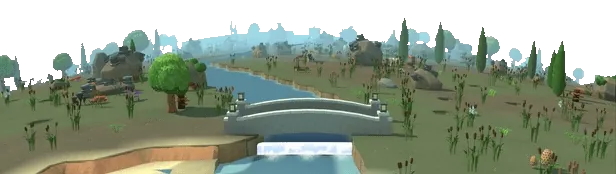EV-A2 beside a stone bridge over a river.