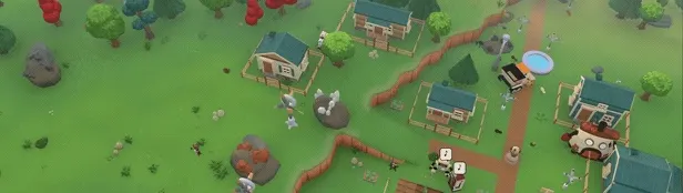 A town of robot houses seen from above.